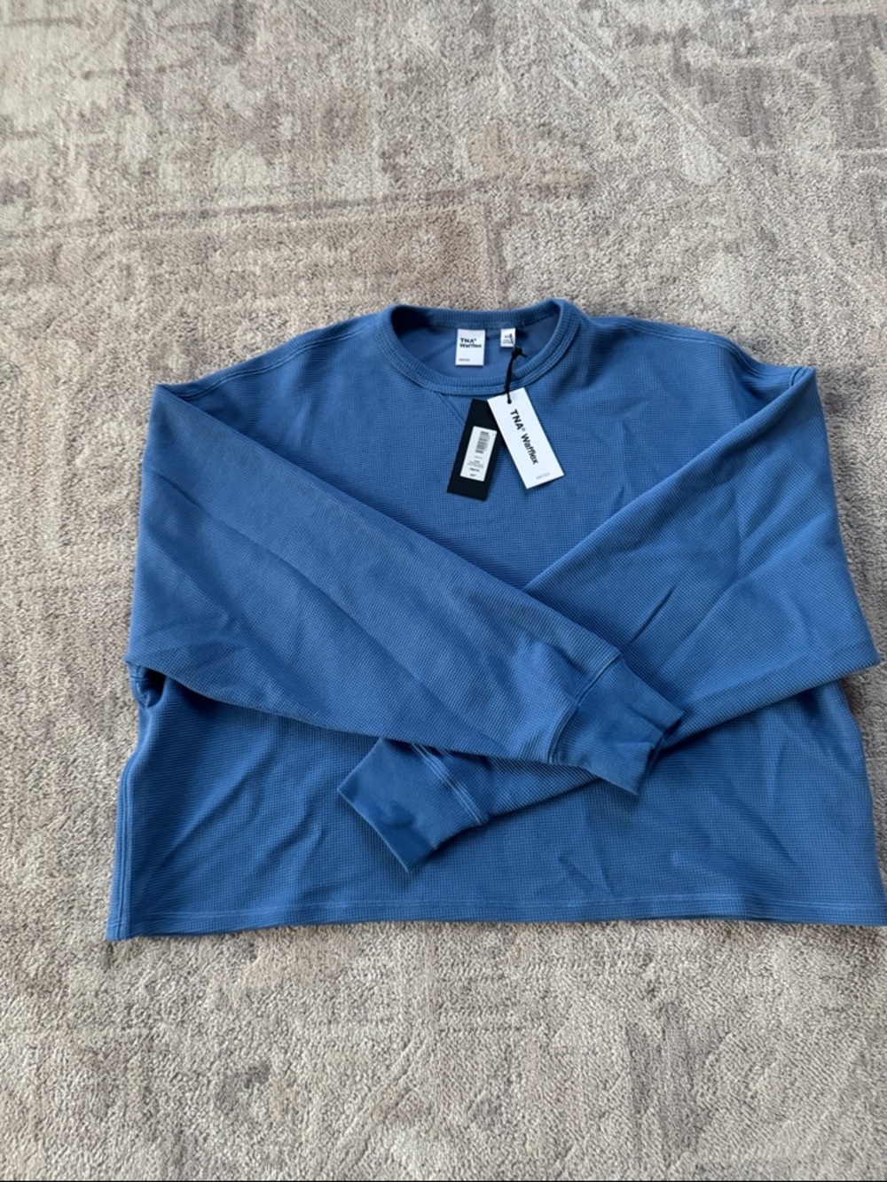 Aritzia Blue Long Sleeve Waffle Knit Tee